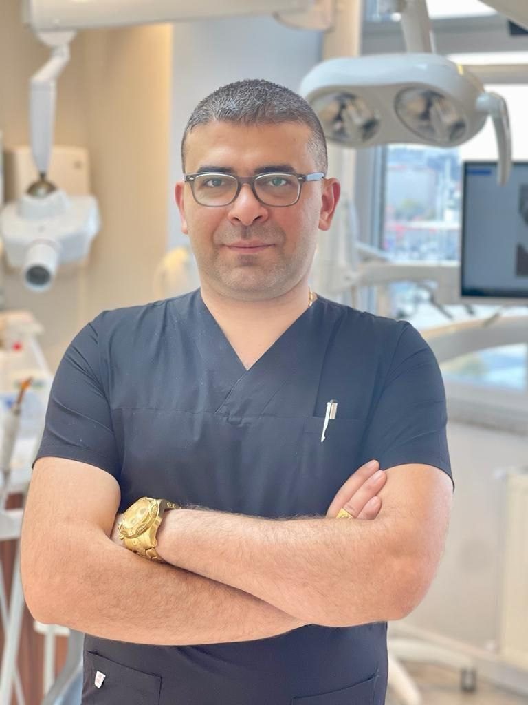 Dt. Abdurrahman Öztürk, dentist, in his dental practice in Beyoğlu, Istanbul